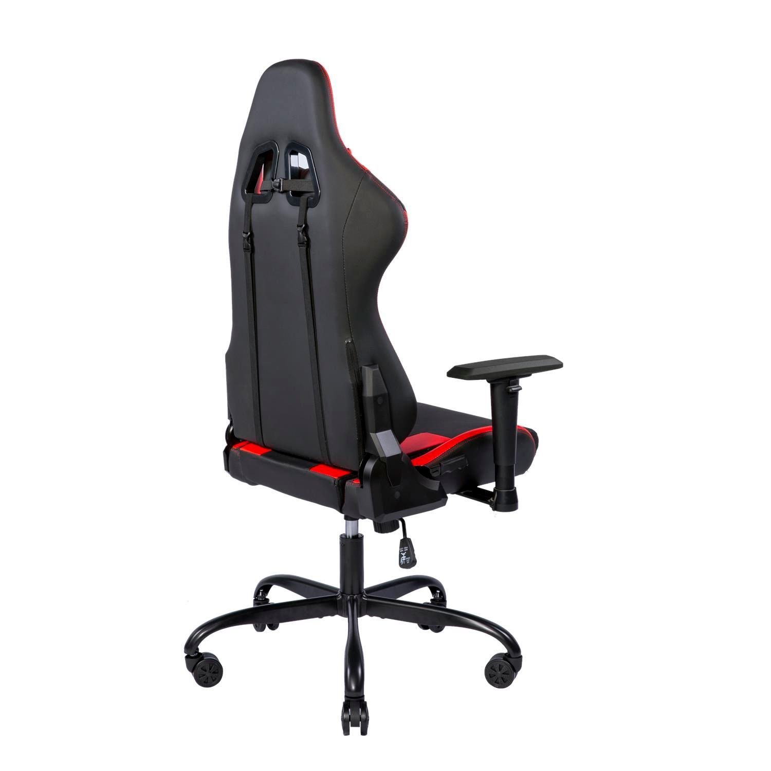 Gaming-Stuhl Gaming Herstellergarantie Set), 110kg Kissen extra Stuhl Gamer Stuhl inkl. (kein schwarz/rot Rückenlehne, 5 Jumbo Jahre hohe DELTACO groß,