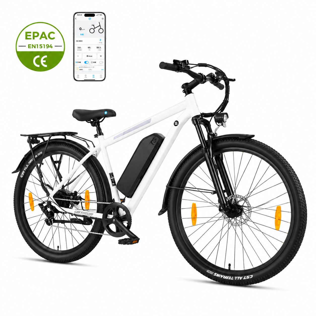 ELEKWHEELS E-Bike Trekkingrad 26" 36V 10,4Ah Akku bis 40km, 250W Heckmotor, Shimano 7-Gang, 7 Gang Shimano Tourney Schaltwerk, Kettenschaltung, Heckmotor, 374 Wh, Federgabel mit Lockout, Rücklicht mit Bremslichtfunktion