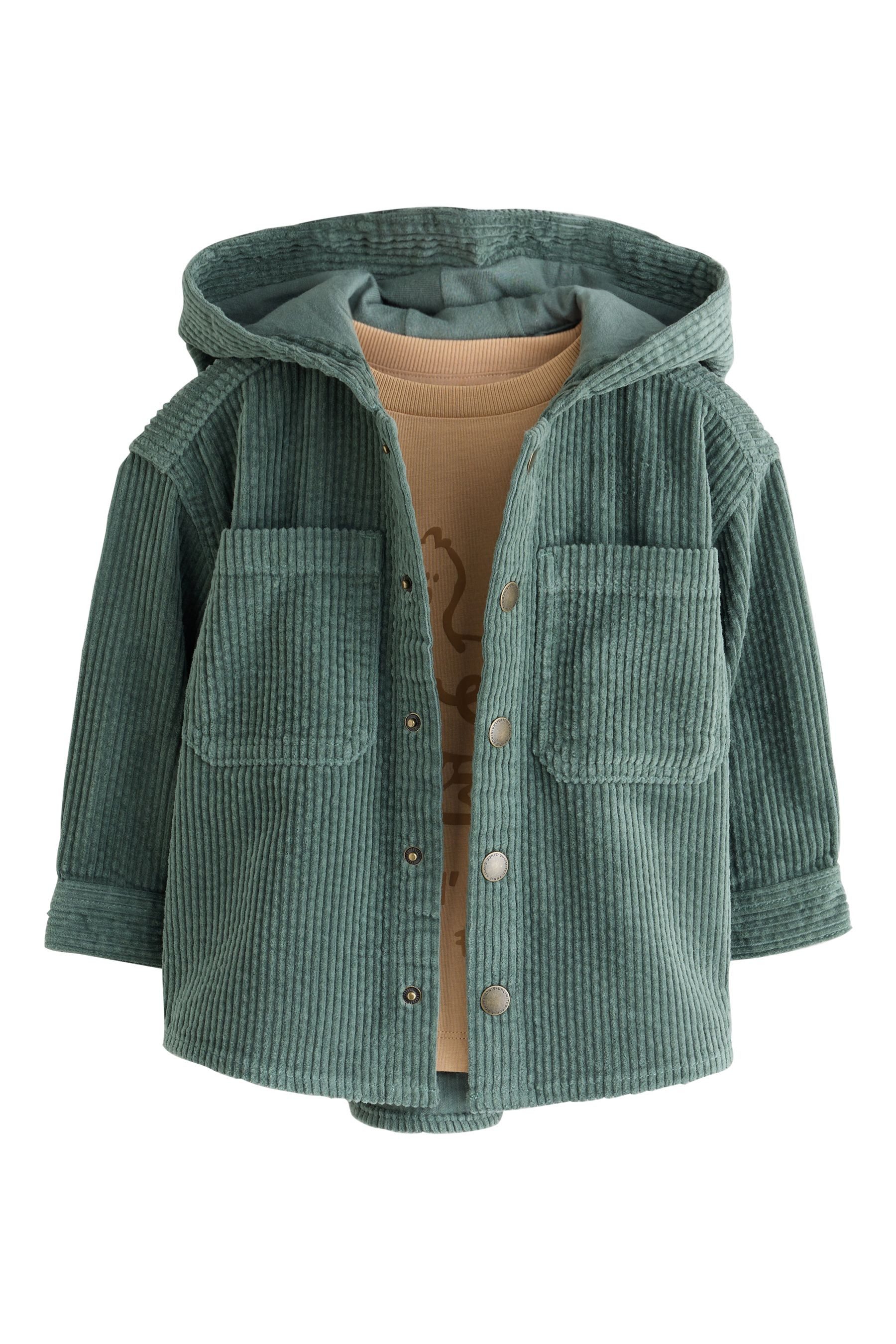 Next Outdoorhemd Cordjacke mit Kapuze und T-Shirt, 2er-Set (2-tlg)