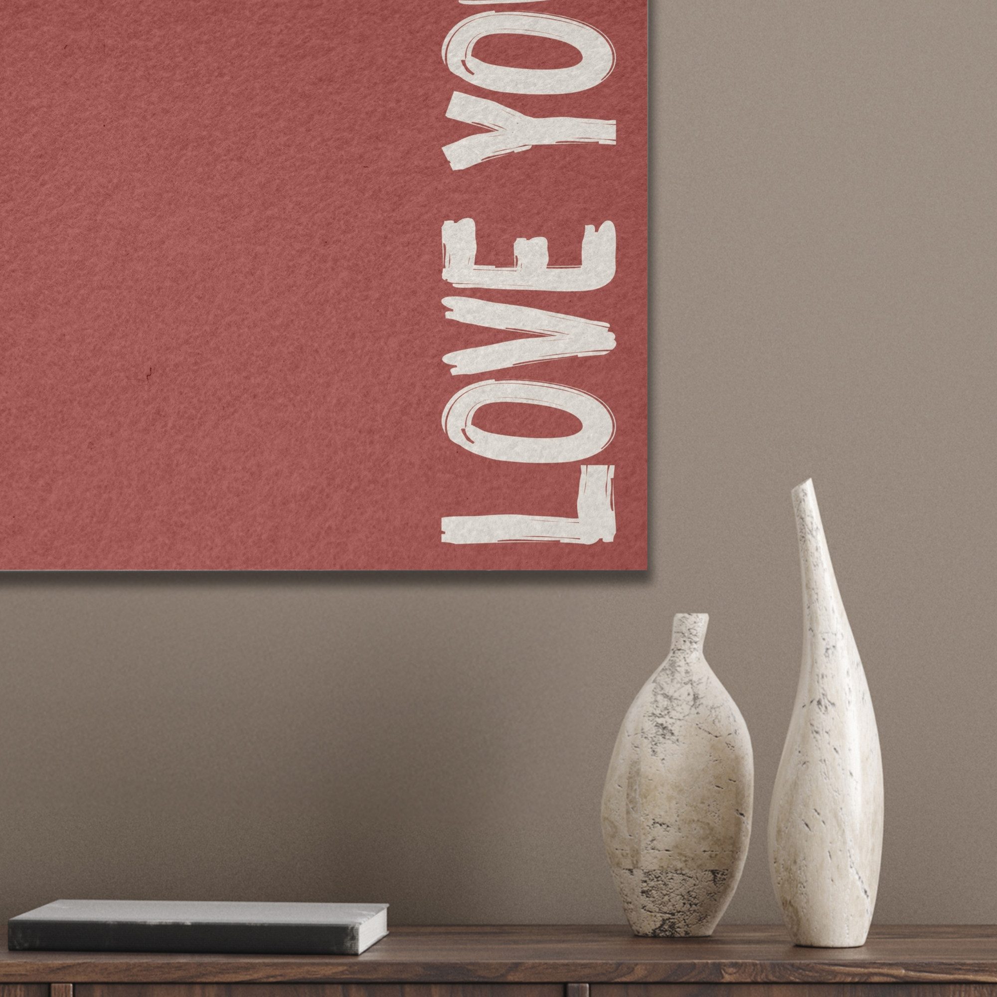 MuchoWow Gemälde Schräg - Loveyou - Rot, Fotodruck (1 St), Akustikpaneele PET-Filz, Akustikbild, Schalldämmung, Deko 40x30 cm