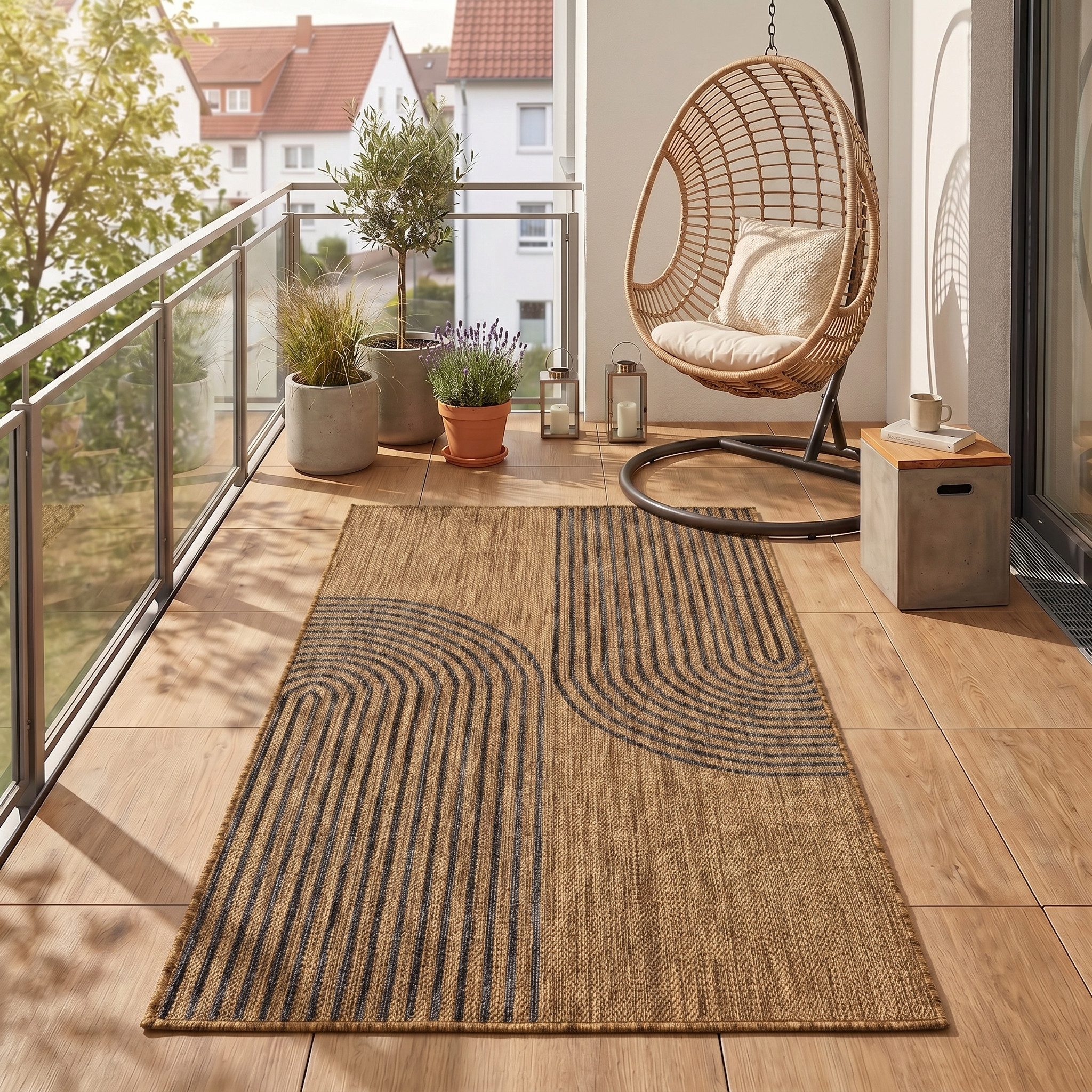 Teppium Teppich Geometrisch, Läufer, Höhe: 3 mm, Teppich Wetterfest Waschbar Balkon, Garten, Terrasse und Küchenteppich