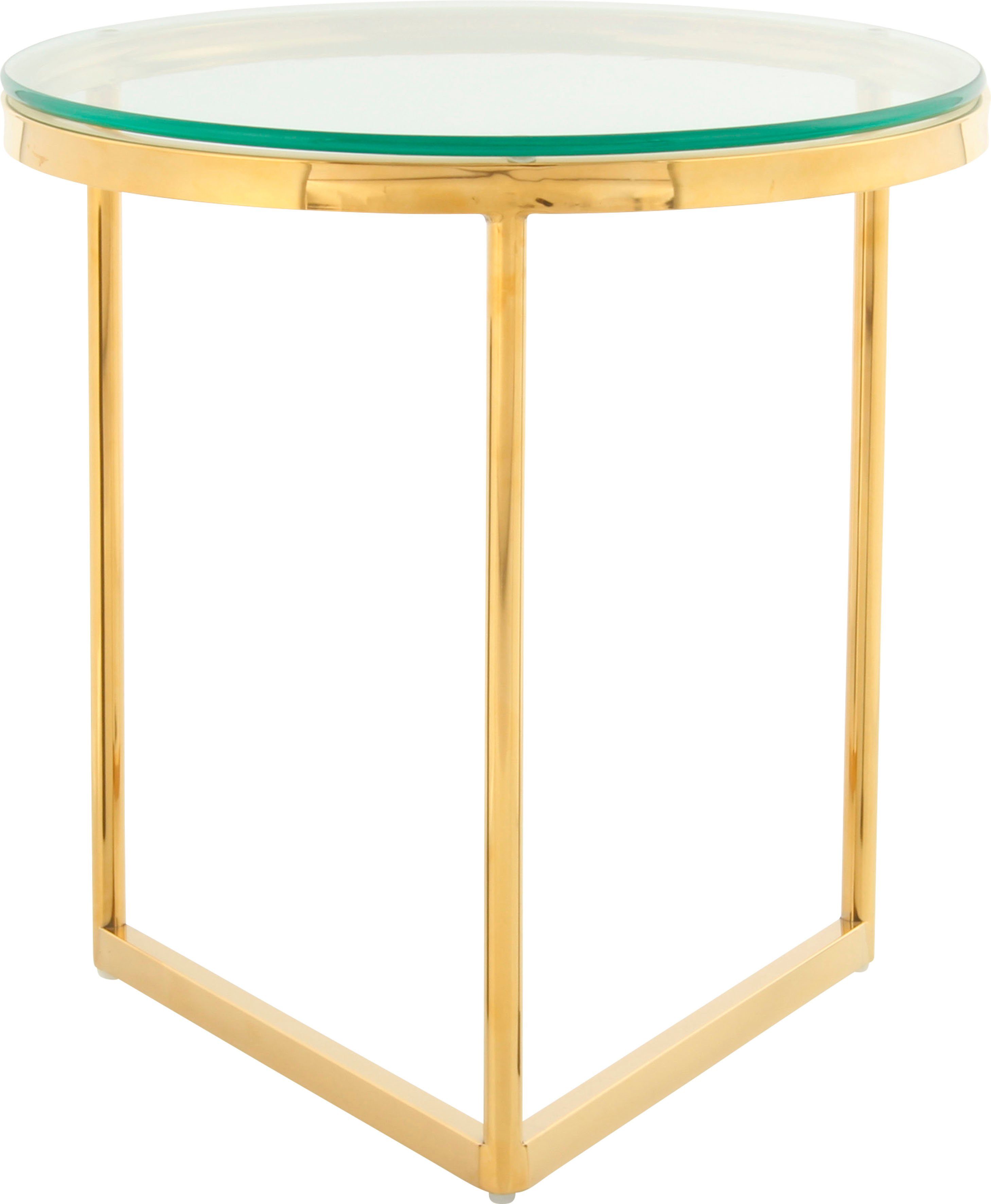 Kayoom Beistelltisch Wynona 225, in stilvollem Design,mit dreieckiger Grundform (1-St), Glamouröses Design, hochwertige Verarbeitung, Hingucker-Gestell