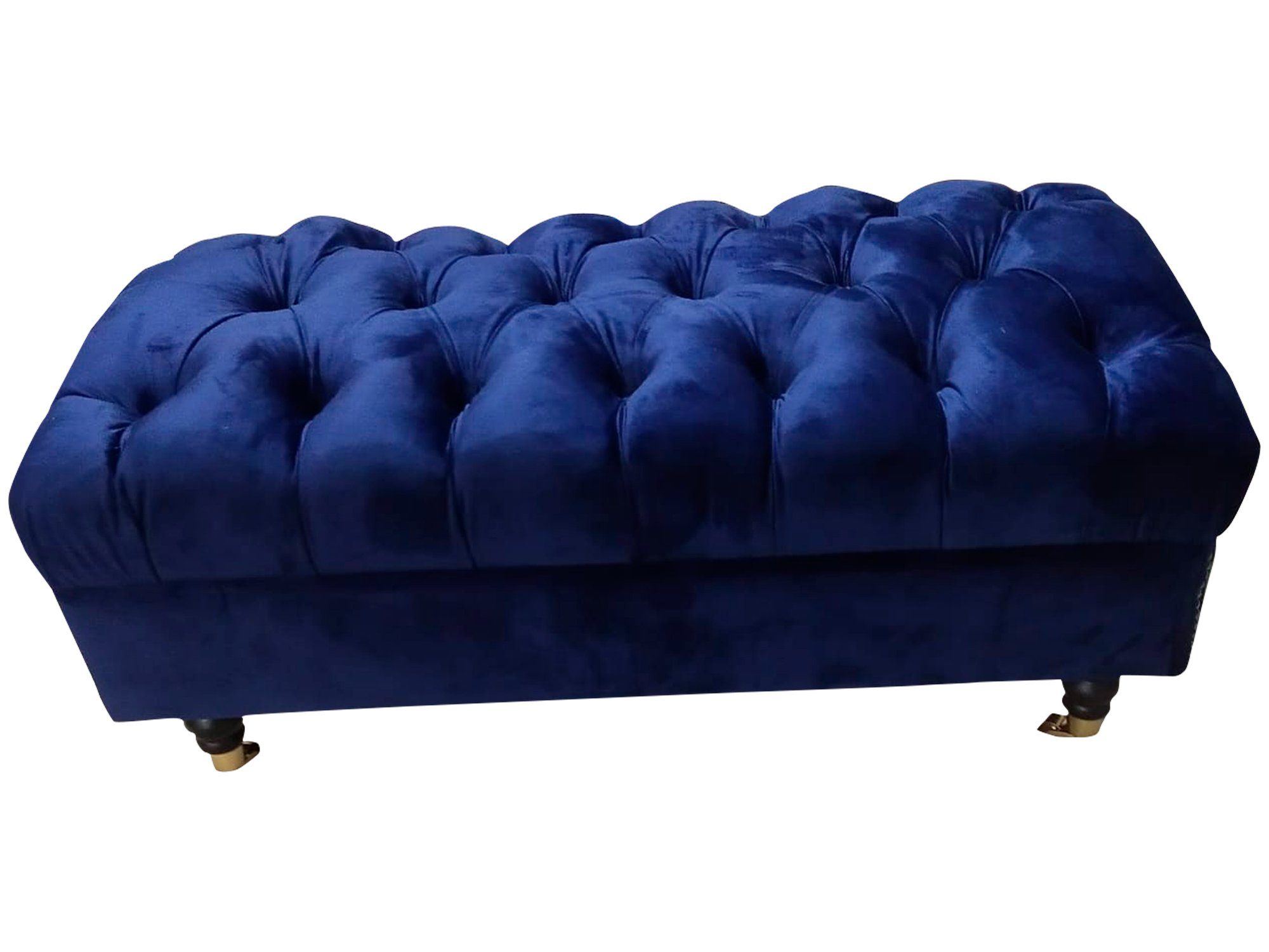 JVmoebel Bettbank Moderne Hocker im Chesterfield-Stil in Blau, Made in Europa