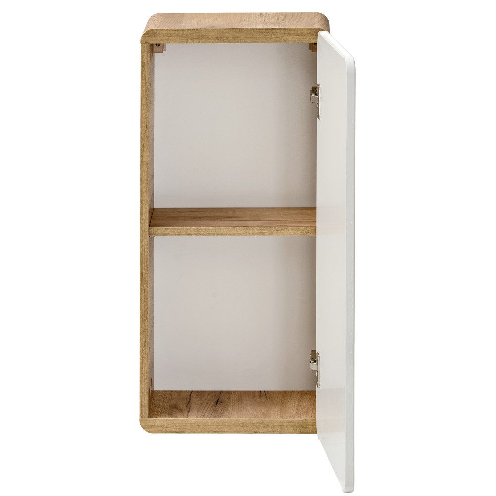 Lomadox Hängeschrank LUTON-56 Badezimmer, Hochglanz weiß, Wotan Eiche Nb., B/H/T ca. 35/75/22 cm – Bild 4 von 5