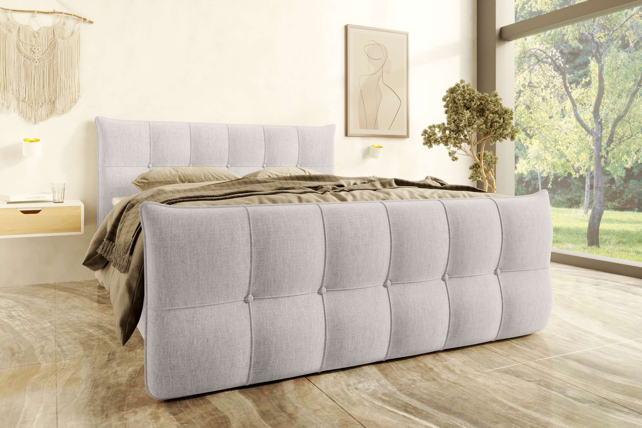 99rooms Boxspringbett Divan Plus (Schlafzimmerbett, Bett), 140/160/180/200x200 cm, in Jacquard TRESOR, mit Topper, Bettkasten