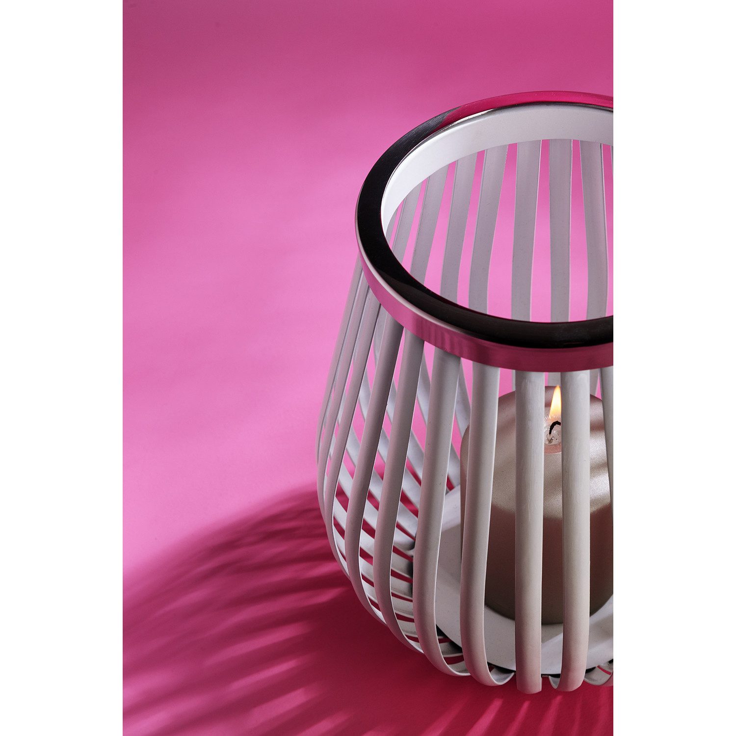Fink Windlicht TAMINA Windlicht - silberfarben - Eisen - pulverbeschichtet - Ø 21cm (1x Windlicht, 1 St., Kerzenhalter - Leuchter - Deko), Kerzenständer - Tischdeko - Teelichthalter