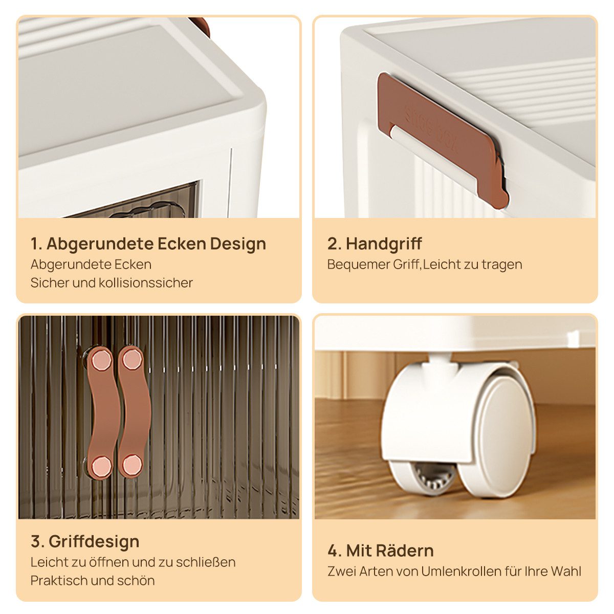 Simloveve Aufbewahrungsbox Stapelbare Aufbewahrungsbox mit Deckel,Schrank Organizer,Spielzeugbox (2 Türen tragbarer transparenter Aufbewahrungsordner), Aufbewahrung mit Rollen und Griffe für Küche Wohnzimmer Schlafzimmer