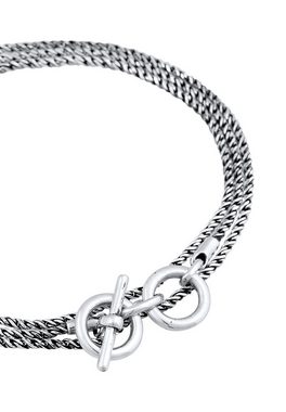 Kuzzoi Silberarmband Männer Kordelkette T-Bone Oxidiert 925 Silber