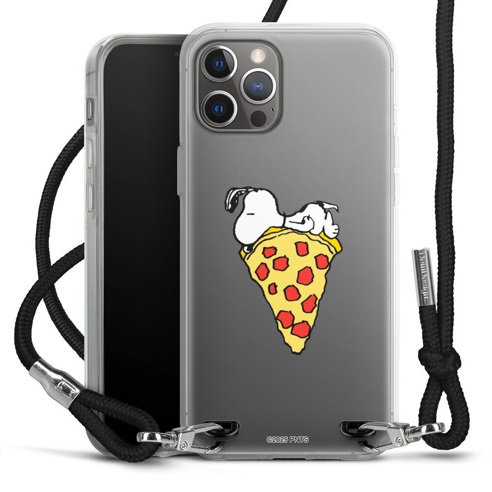 DeinDesign Handyhülle Peanuts Pizza Snoopy Snoopy Pizza Transparent, Apple iPhone 12 Pro Handykette Hülle mit Band Case zum Umhängen