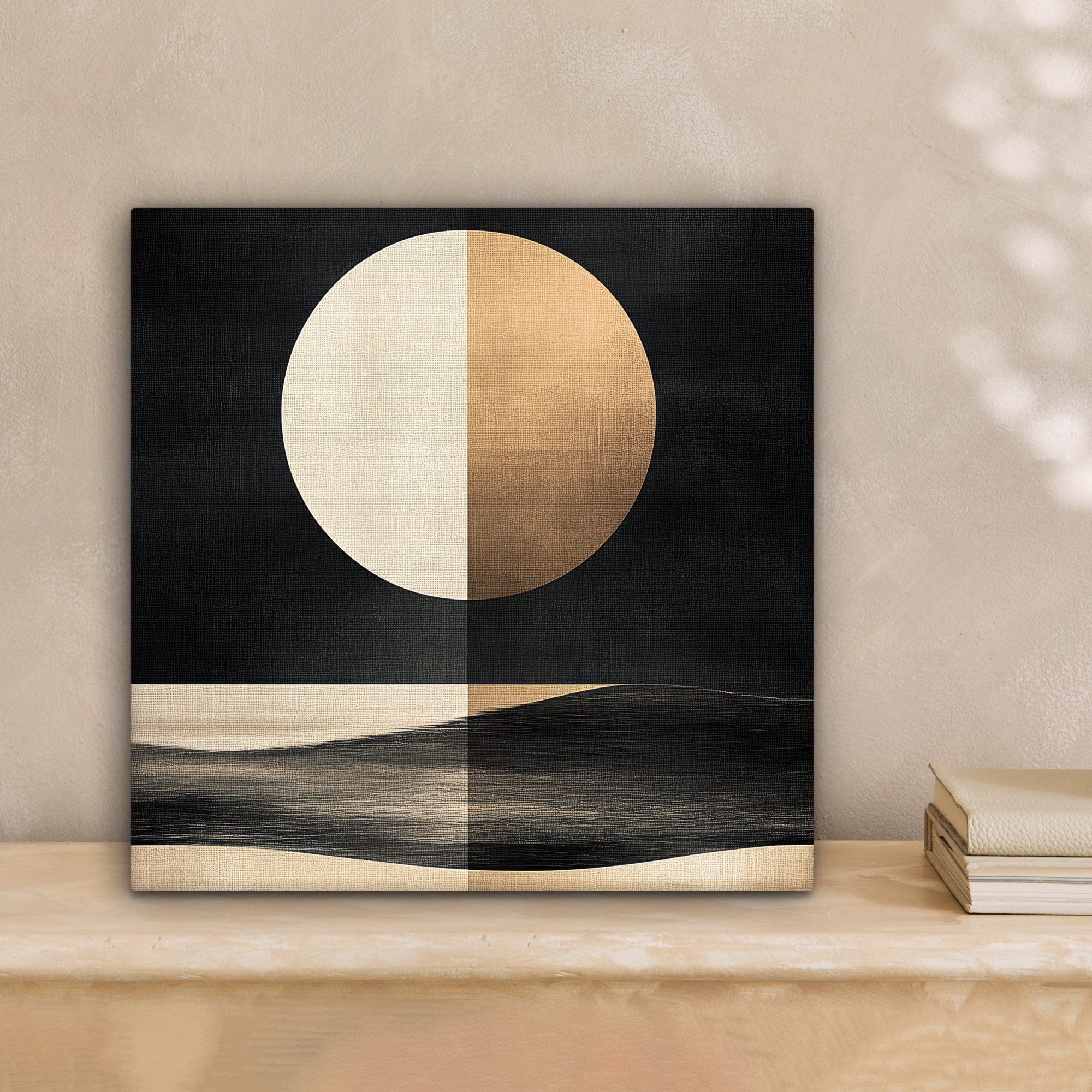 OneMillionCanvasses® Leinwandbild Mond - Kreis - Gold, Fotodruck (1 St), Wa günstig online kaufen