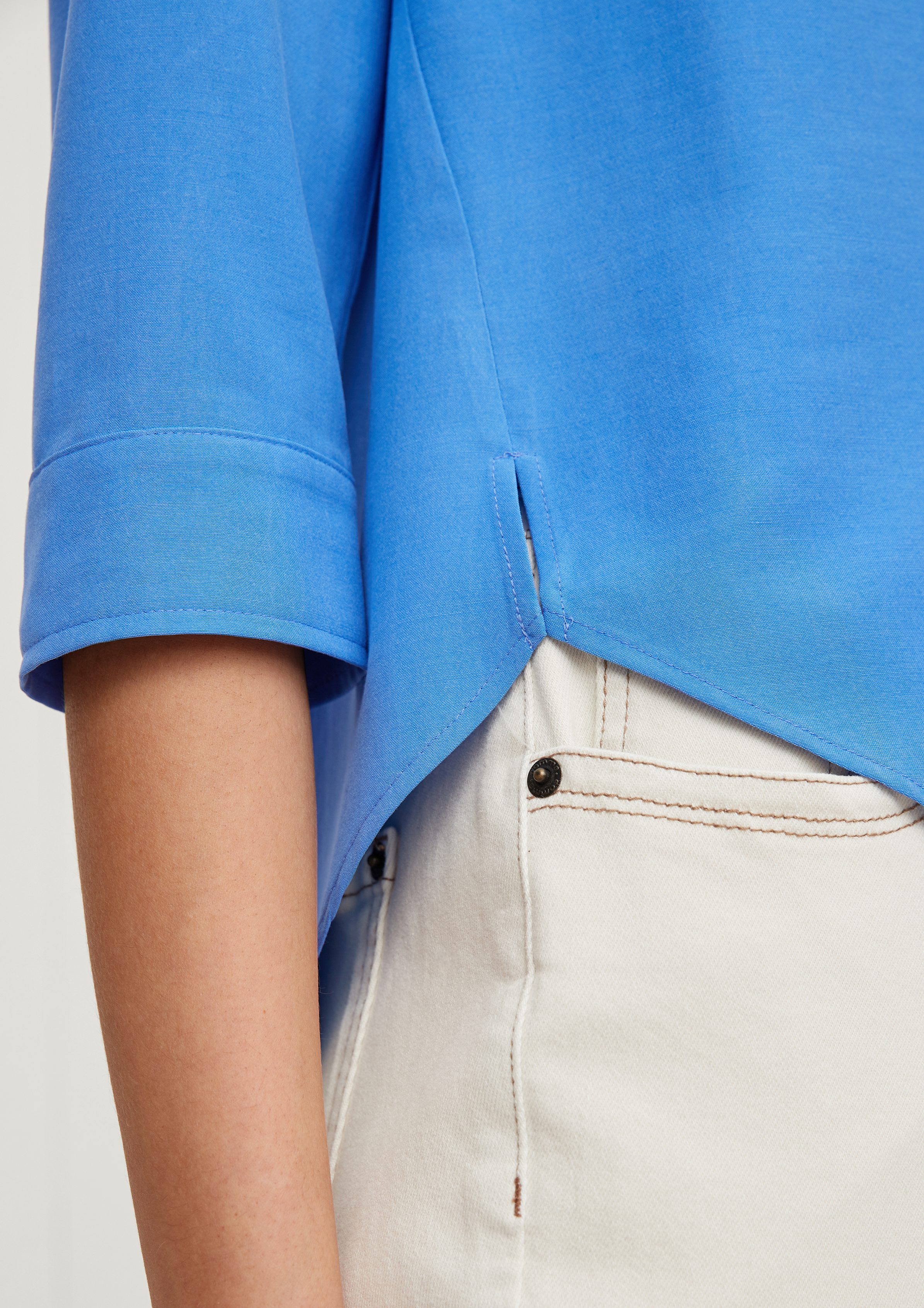 aquarell Comma Tunikaausschnitt mit 3/4-Arm-Shirt blue Bluse