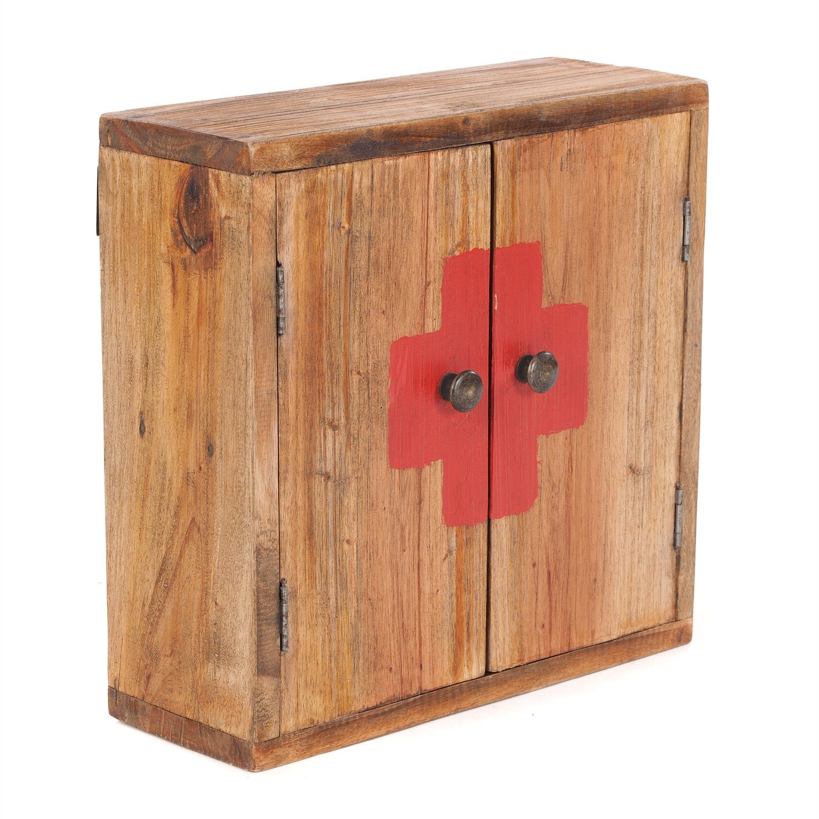 DESIGN DELIGHTS Wandregal MEDIZINSCHRANK "MEDIC", 35x35x13 cm, Mahagoni, Wandschrank, Farbe: 01 natur-vintage