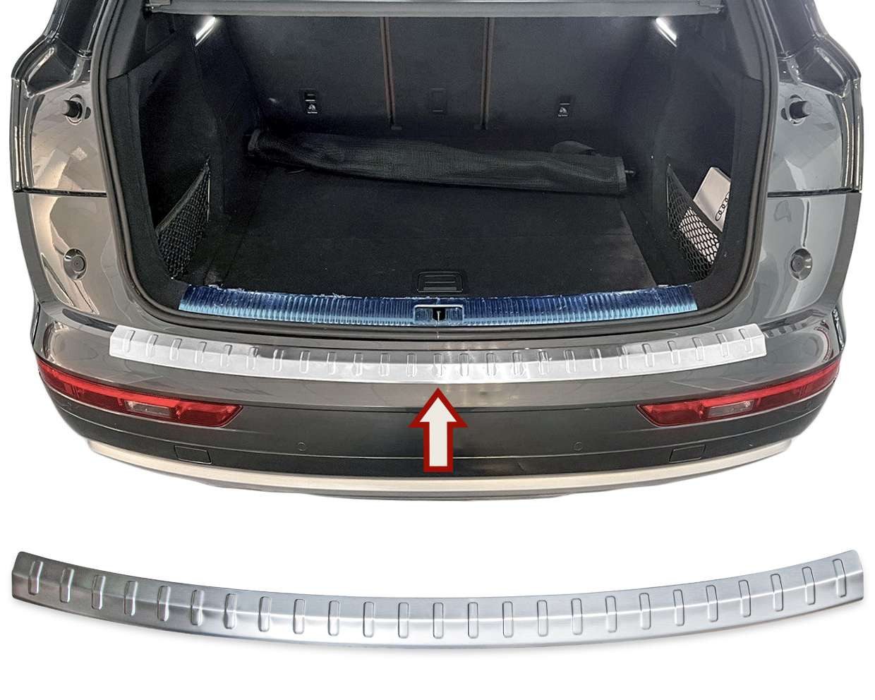 RECAMBO Ladekantenschutz für AUDI Q5 II, Typ FY, BJ ab 2017> Stoßstangenschutz, V2A rostfrei, Exklusive Optik, praktischer Schutz & perfekte Passform