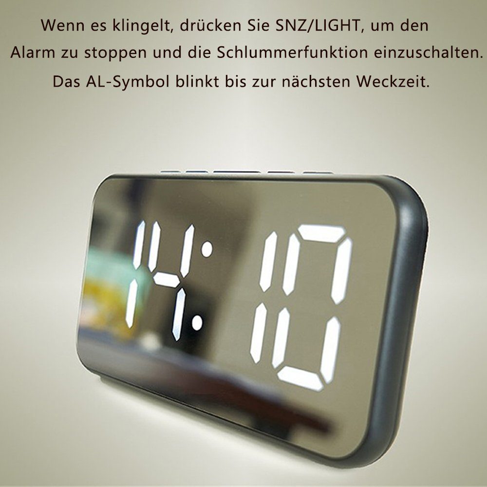 Snooze Moduls mit Snooze Wecker, Wecker mit Alarmwecker,Tischuhr, Wecker Dekorative LED-Digitaler Uhr Digital