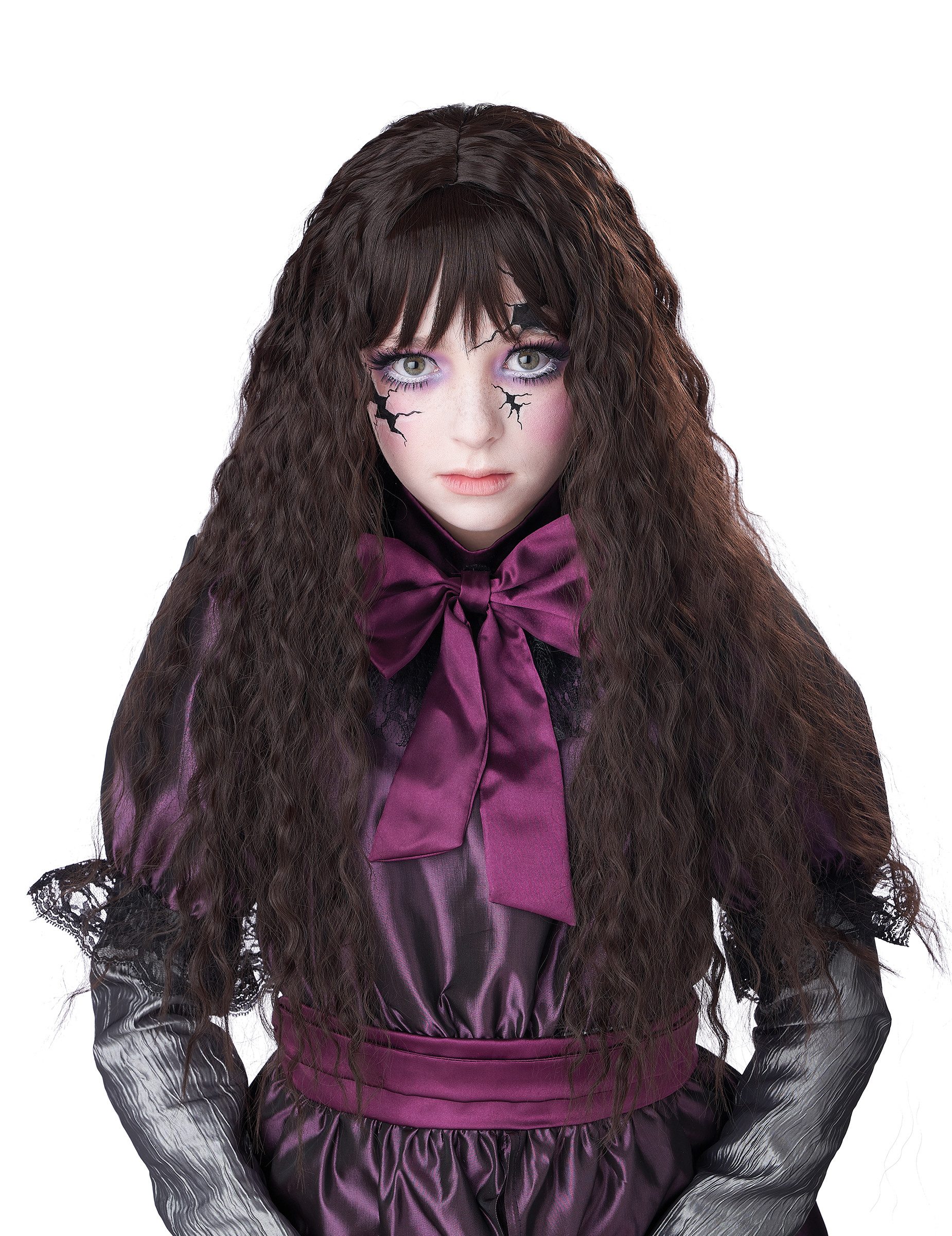 California Costumes Partyanzug Langhaar-Perücke für Kinder wellig Halloween dunkelbraun