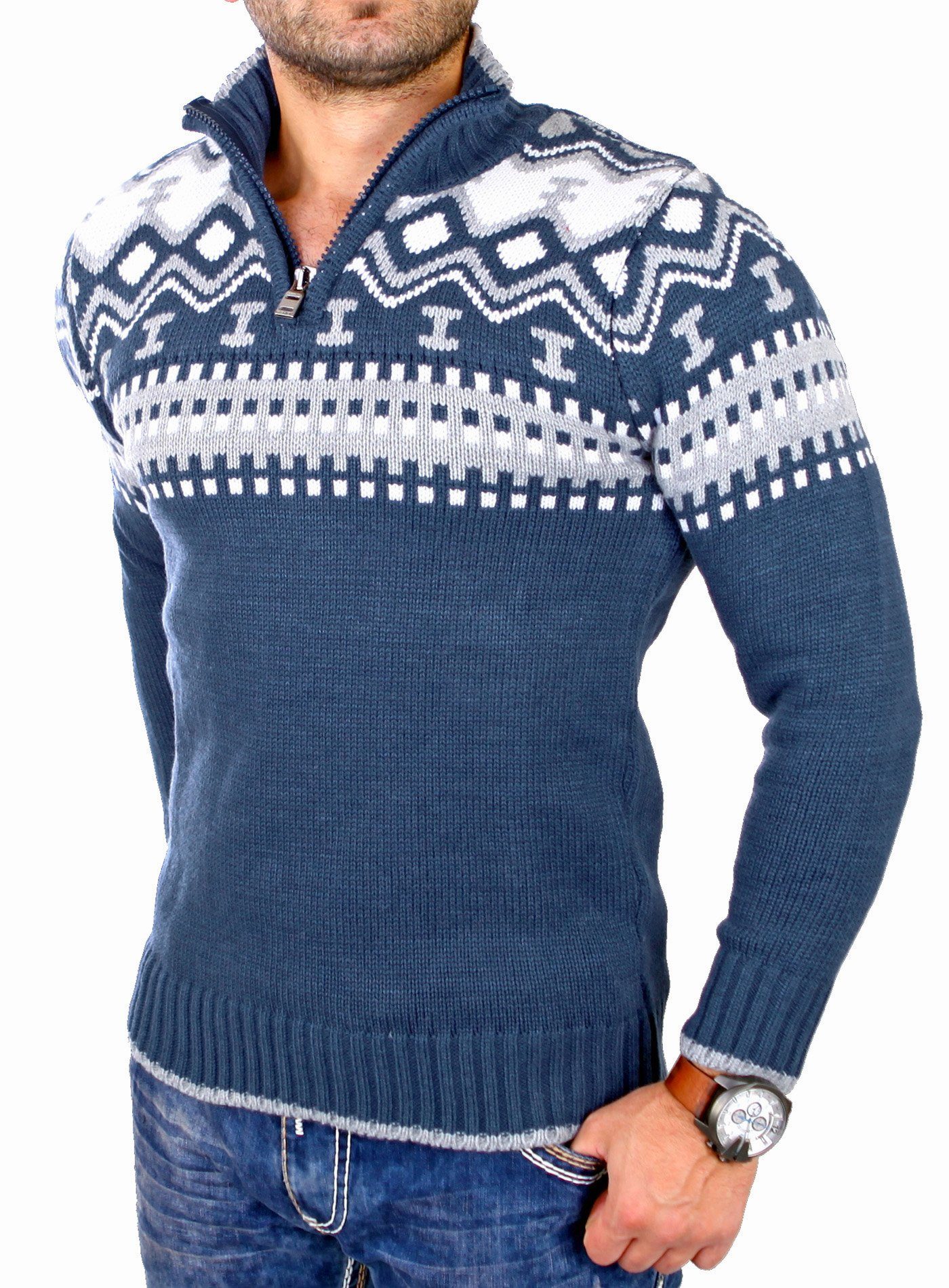 Reslad Strickpullover Reslad Herren Strickpullover Crewneck günstig online kaufen