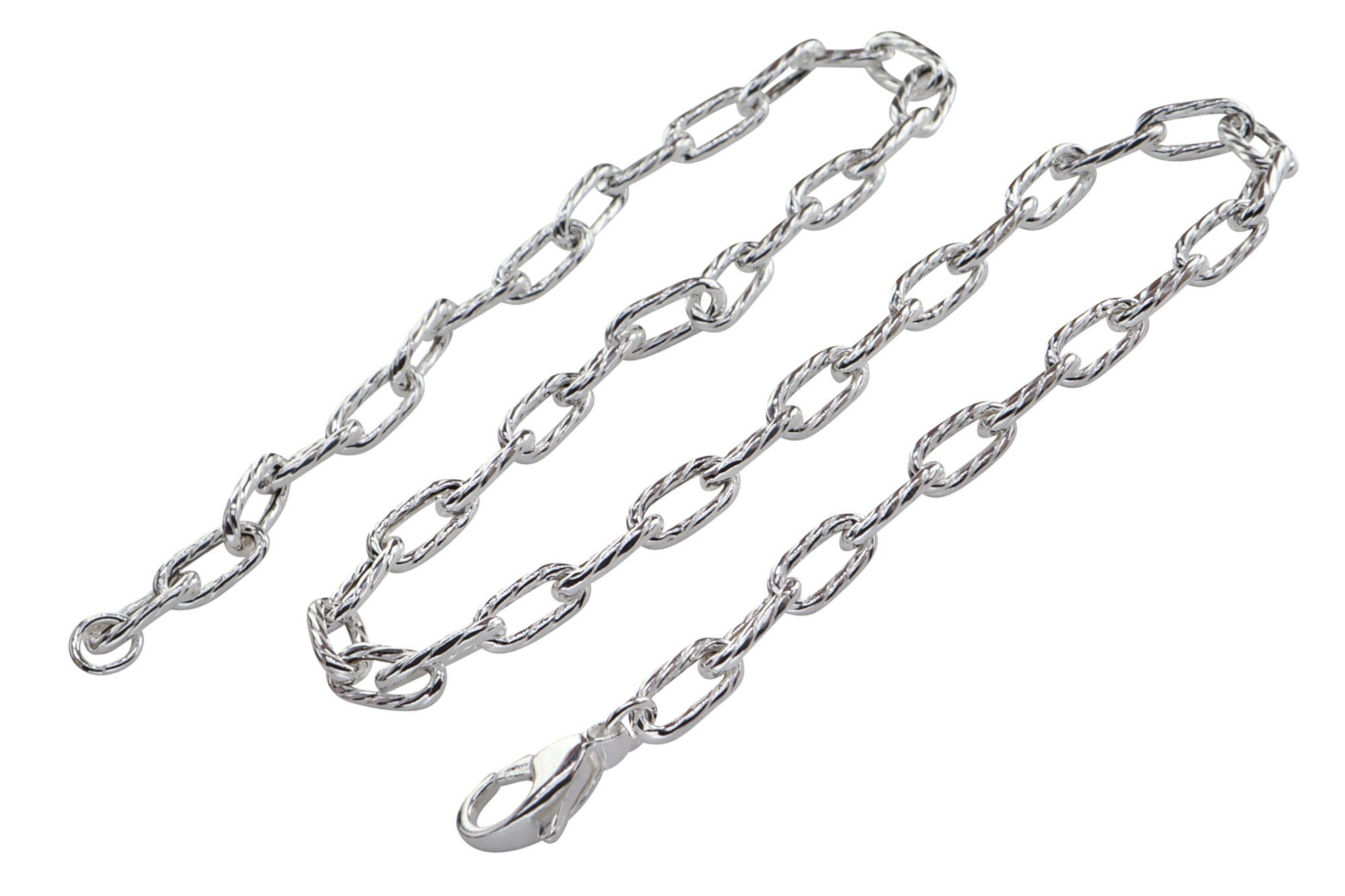 SILBERMOOS Gliederkette Geschliffene Paperclip-Kette in Kordel-Optik, 925 Sterling Silber