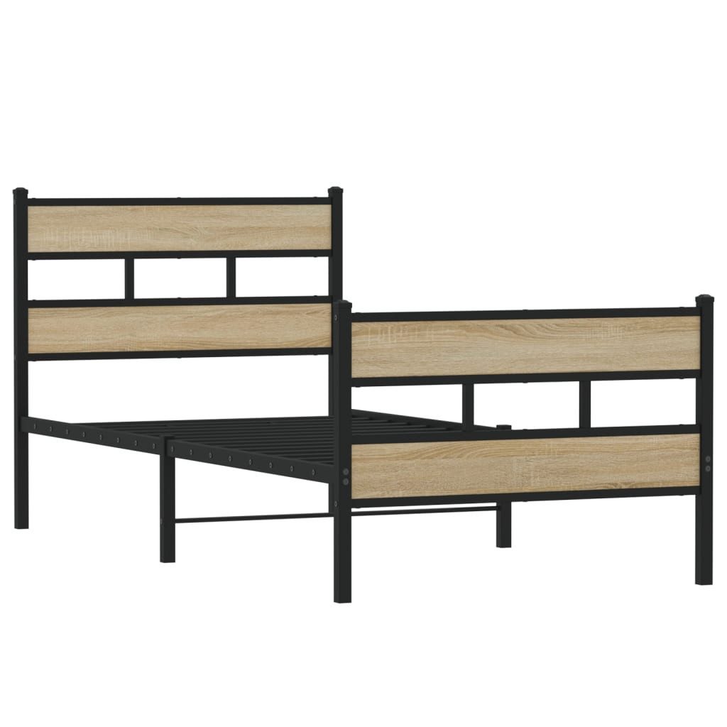 vidaXL Bett Metallbett ohne Matratze Sonoma-Eiche günstig online kaufen