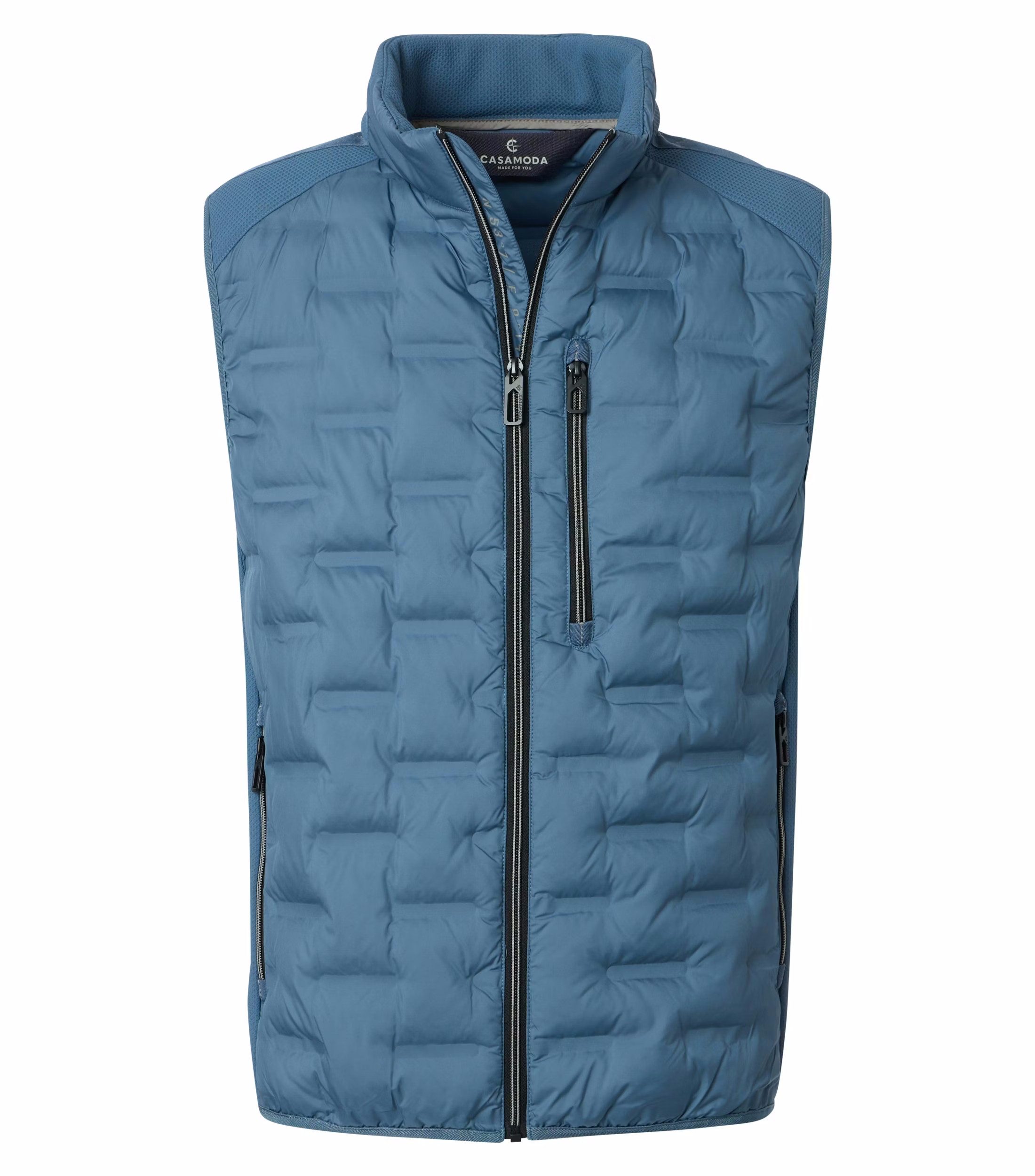 CASAMODA Steppweste CASAMODA Outdoor-Hybridweste Stehkragen Zipper Regular Blau