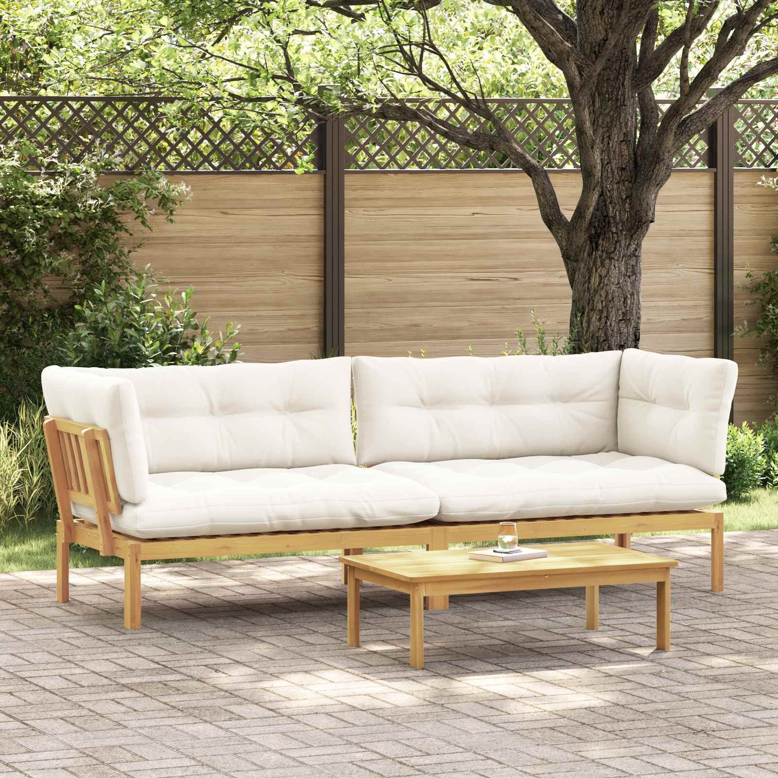 vidaXL Sofaelement Garten Pallet Sofa Einheiten 2 Stück Hellbraun und Cremeweiß (2 St)