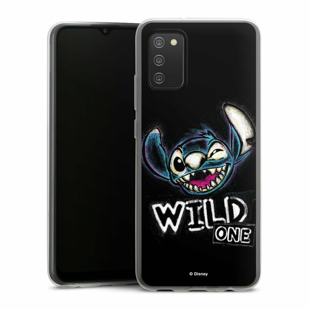 DeinDesign Handyhülle Lilo & Stitch Offizielles Lizenzprodukt Disney Wild One Stitch, Samsung Galaxy A02s Silikon Hülle Bumper Case Handy Schutzhülle