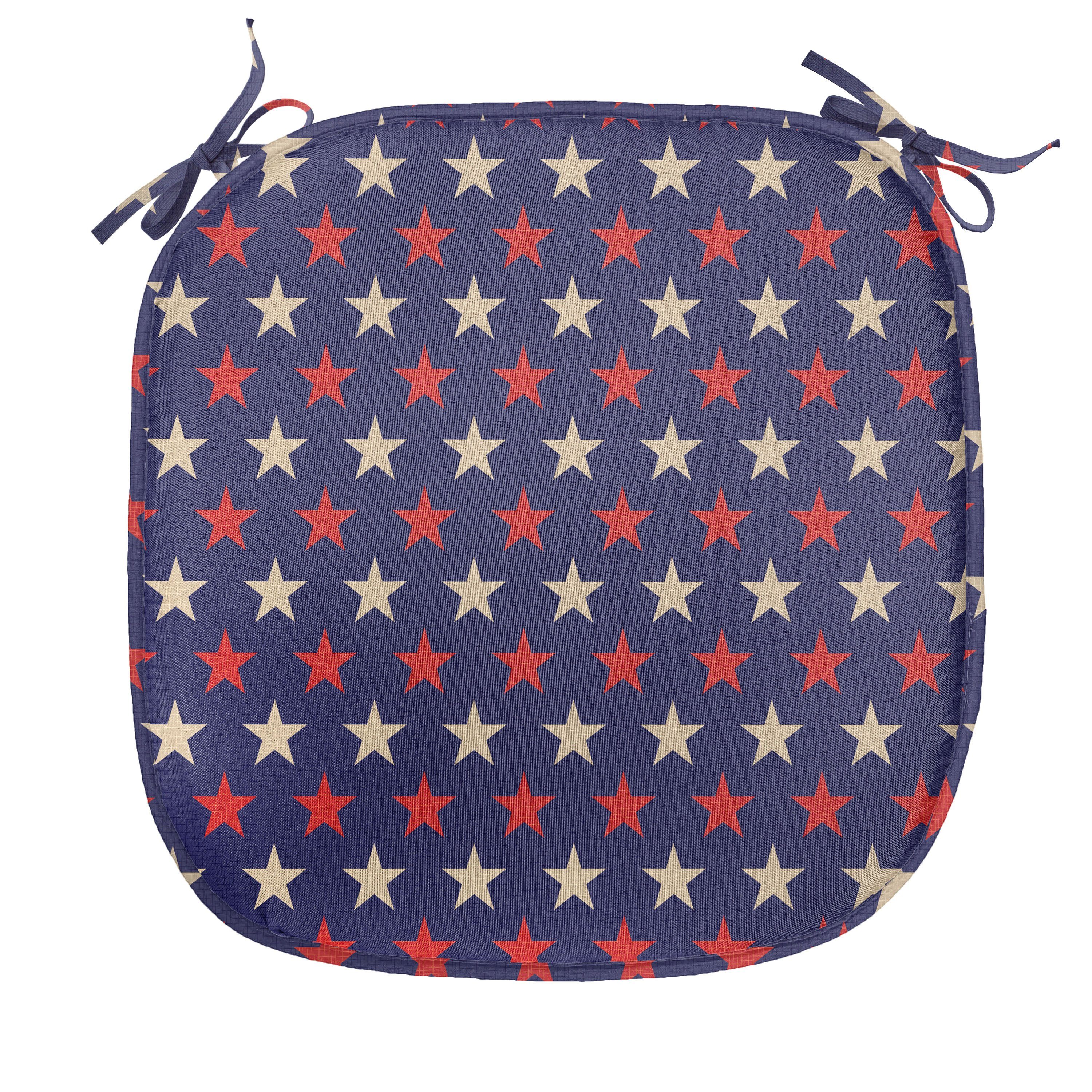 von mit Amerika Abakuhaus wasserfestes für patriotische Kissen Riemen Stuhlkissen Küchensitze, Dekoratives Staaten Vereinigte Farben Vintage