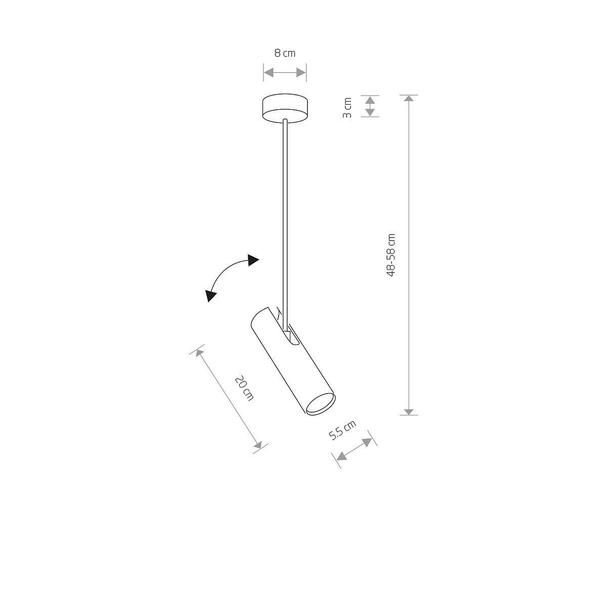 Licht-Erlebnisse Deckenstrahler EYE, ohne Leuchtmittel, verstellbar Grau schwenkbar GU10 Metall