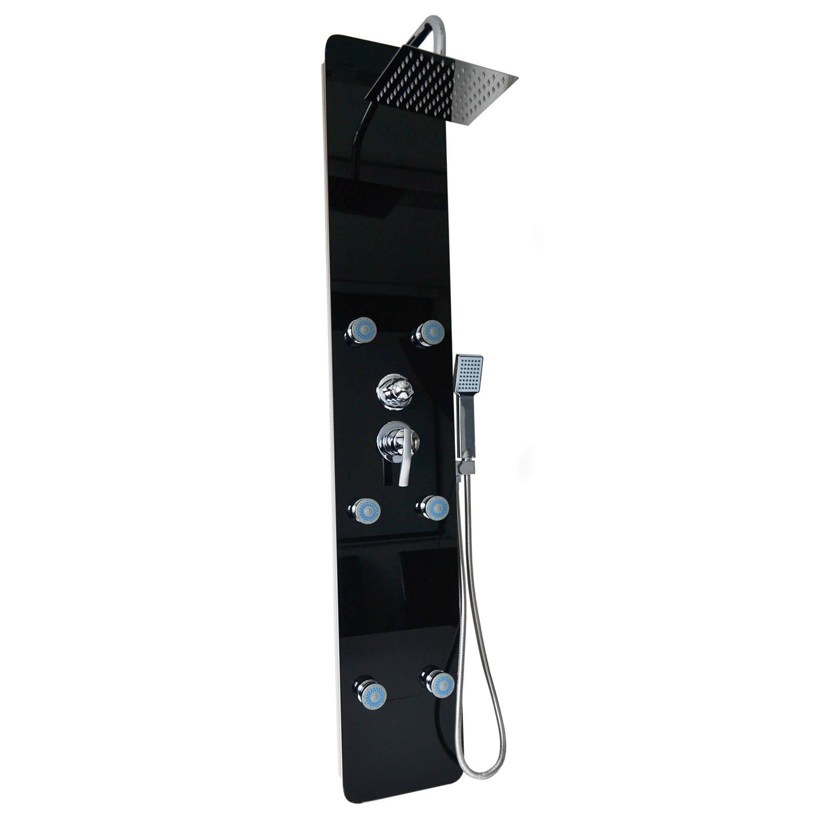 HOME DELUXE Duscharmatur Duschpaneel DIVE - Schwarz inkl. Tropenbrause und komplettem Zubehör