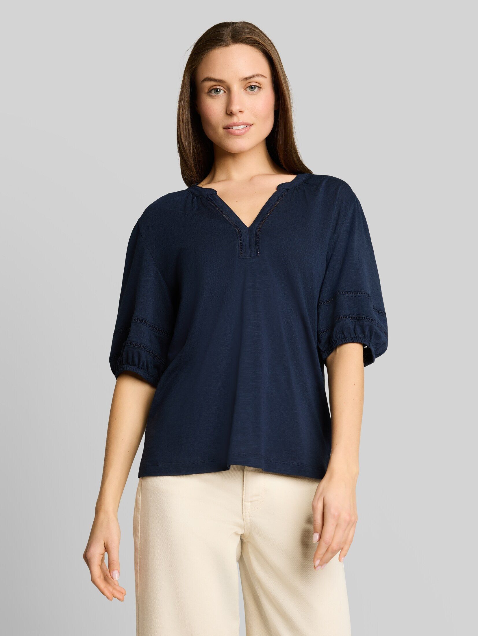 TOM TAILOR T-Shirt T-Shirt (im Einserpack) Blusenshirt mit Spitzendetails
