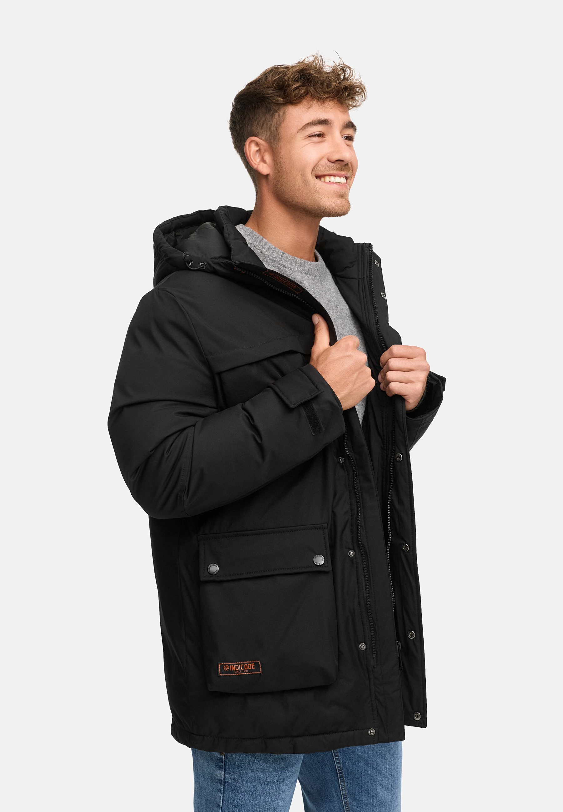 Indicode Wintermantel Herren INTardil Herrenparka Herrenjacke mit Kapuze und Innentaschen