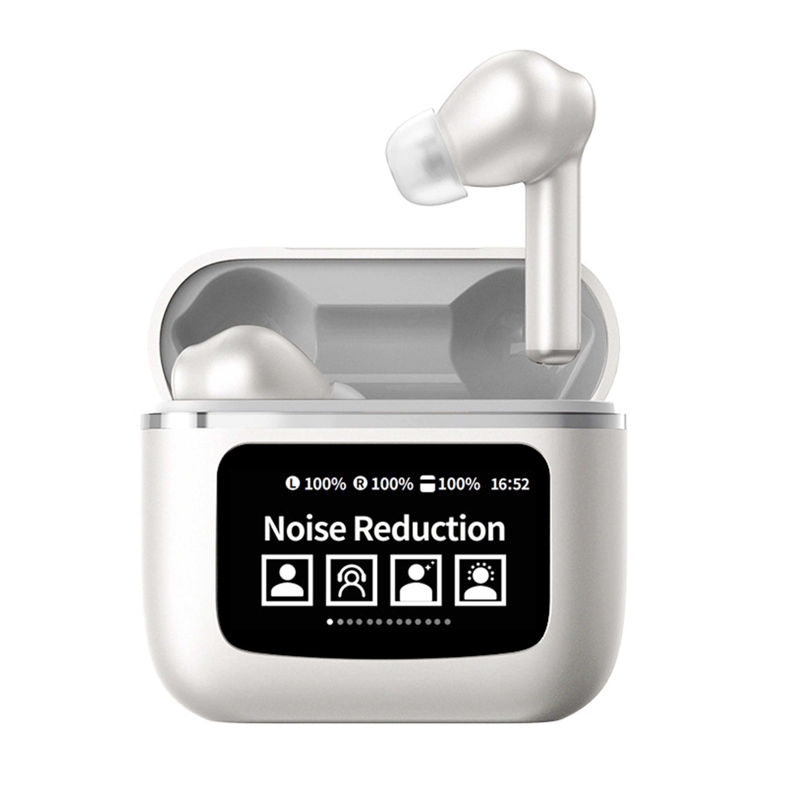 KINSI AI‑Übersetzungs‑Kopfhörer TWS mit Touch‑Farb‑Display,144 Sprachen Bluetooth-Kopfhörer (Aktive Geräuschunterdrückung,IPX5 wasserdicht,Anti‑Verlust‑Ortung)