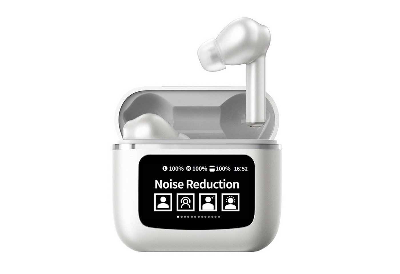 KINSI AI‑Übersetzungs‑Kopfhörer TWS mit Touch‑Farb‑Display,144 Sprachen Bluetooth-Kopfhörer (Aktive Geräuschunterdrückung,IPX5 wasserdicht,Anti‑Verlust‑Ortung)