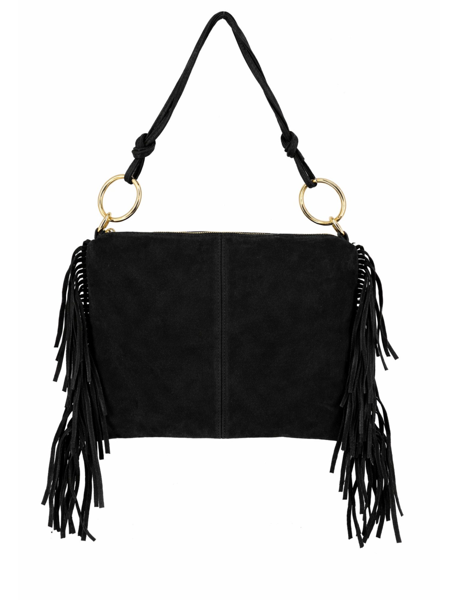 BRISE TASCHE Schultertasche Schultertasche mit Fransen aus Wildleder- Trendiger Alltagsbegleiter (Einzeltasche, 1-teilig)