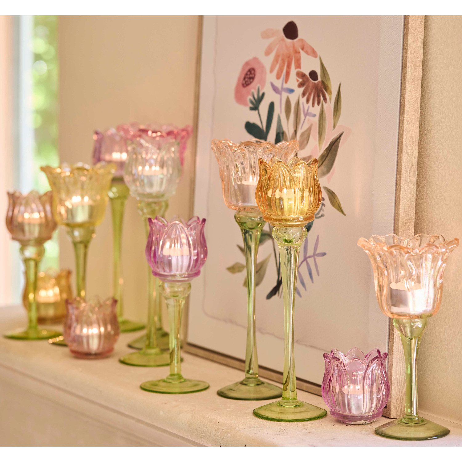 Macosa Home Windlicht Tulpe Glas 4er günstig online kaufen