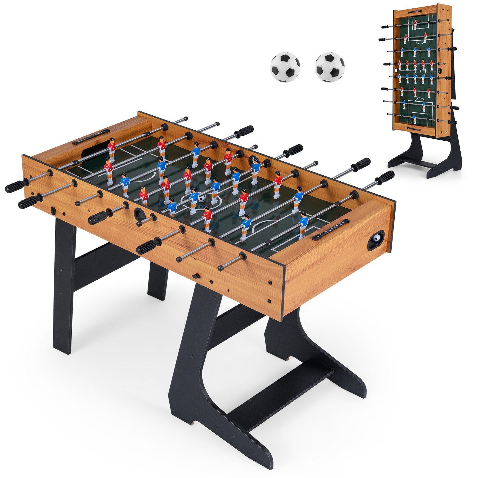 COSTWAY Kickertisch, 120cm Tischkicker klappbar, Tischfußball platzsparend