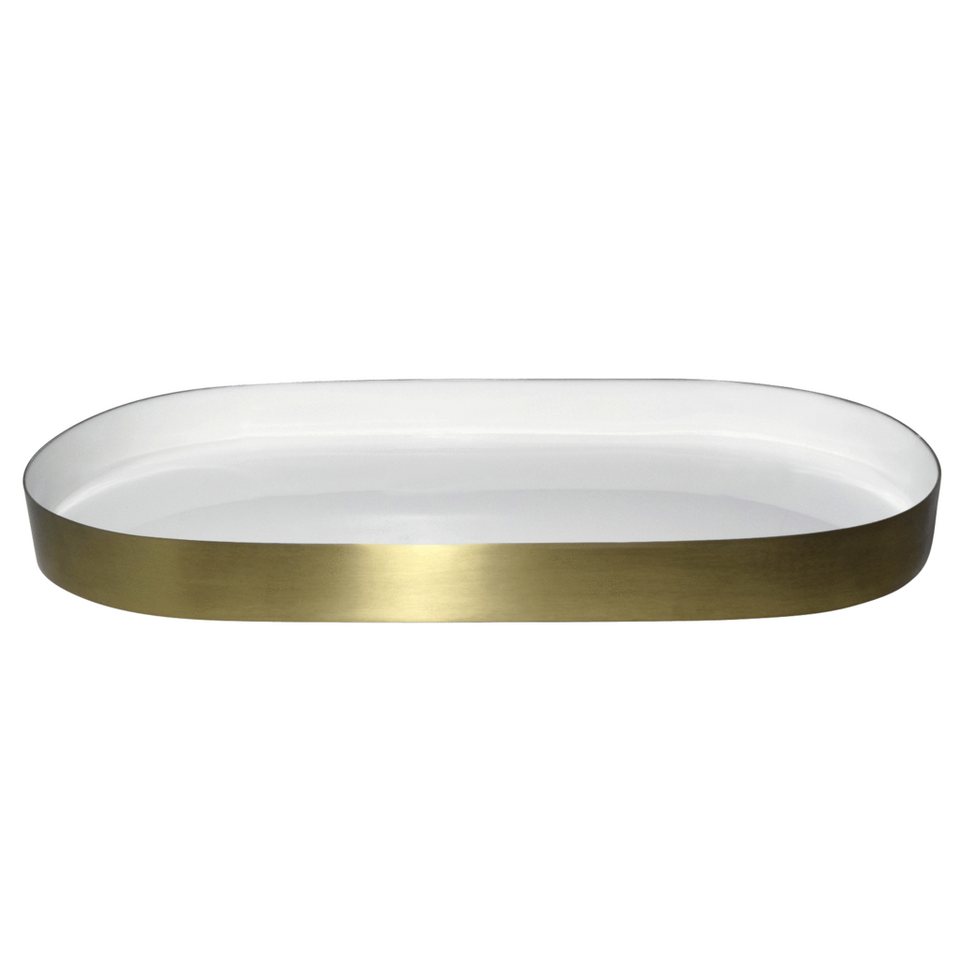 LaLe Living Tablett Glam aus Eisen in Gold/Schwarz Ø 31 cm als Tischdekoration