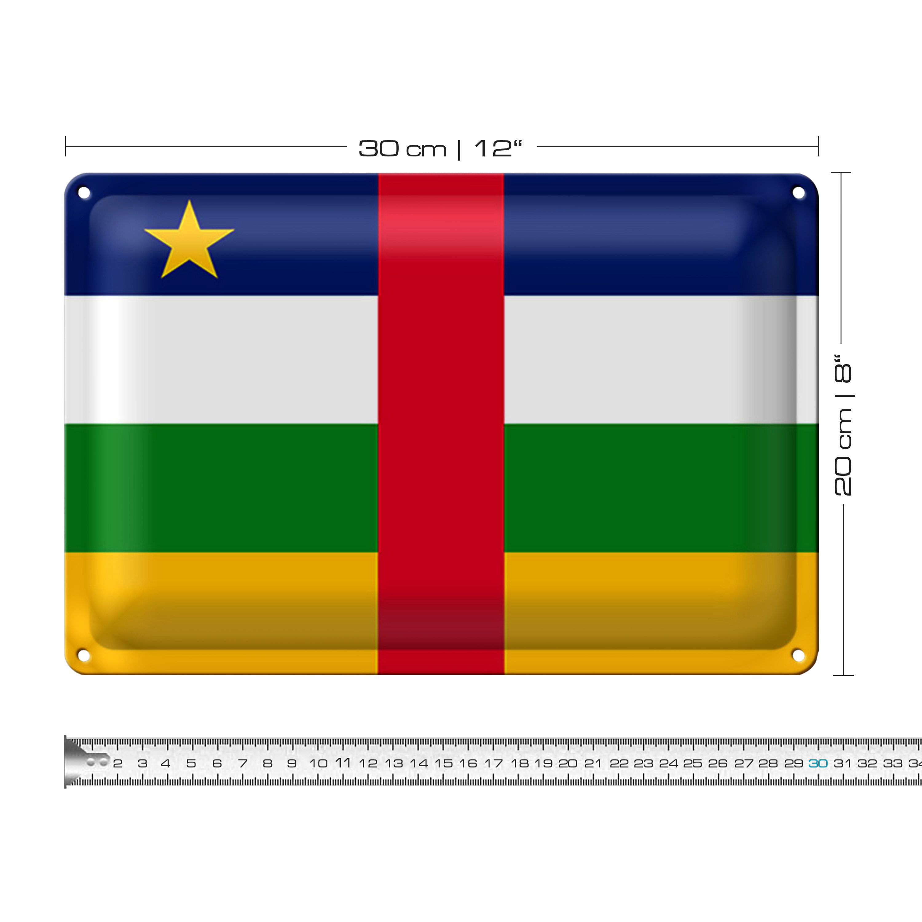 Roomando Metallschild Blechschild Flagge Zentralafrikanische Republik 30x20cm