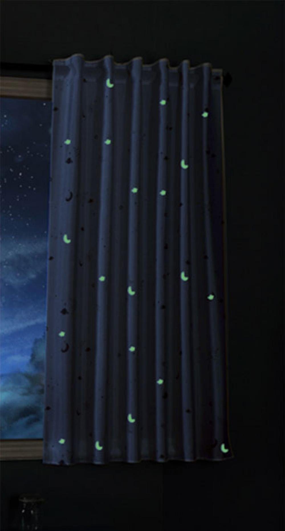 Vorhang, Шторыbox, Multifunktionsband (1 St), blickdicht, Schal blickdicht Motiv Sterne Monde fluoreszierend leuchtend Universalband 20495
