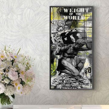 DOTCOMCANVAS® Acrylglasbild Weight Of The World - Acrylglas, Acrylglasbild Weight of the world Geld Hustle grau Street Art Collage