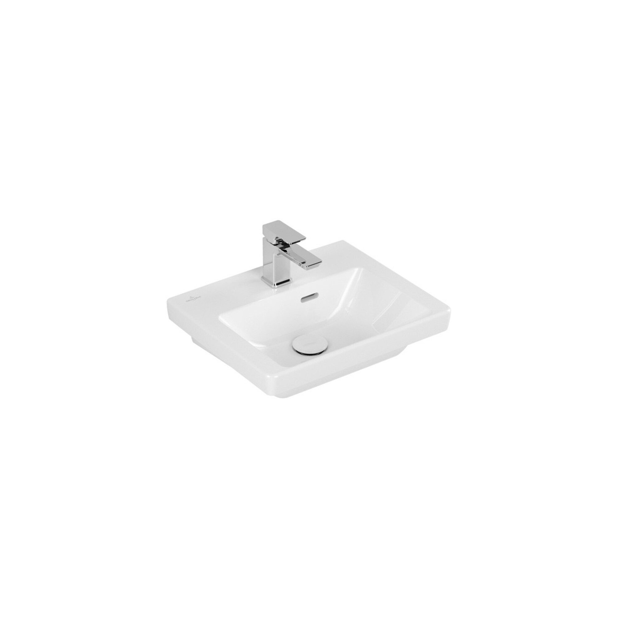 Villeroy & Boch Waschbecken V&B Handwaschbecken Subway 3.0 45x37cm, eck., m HL/mit ÜL, weiß C-plus