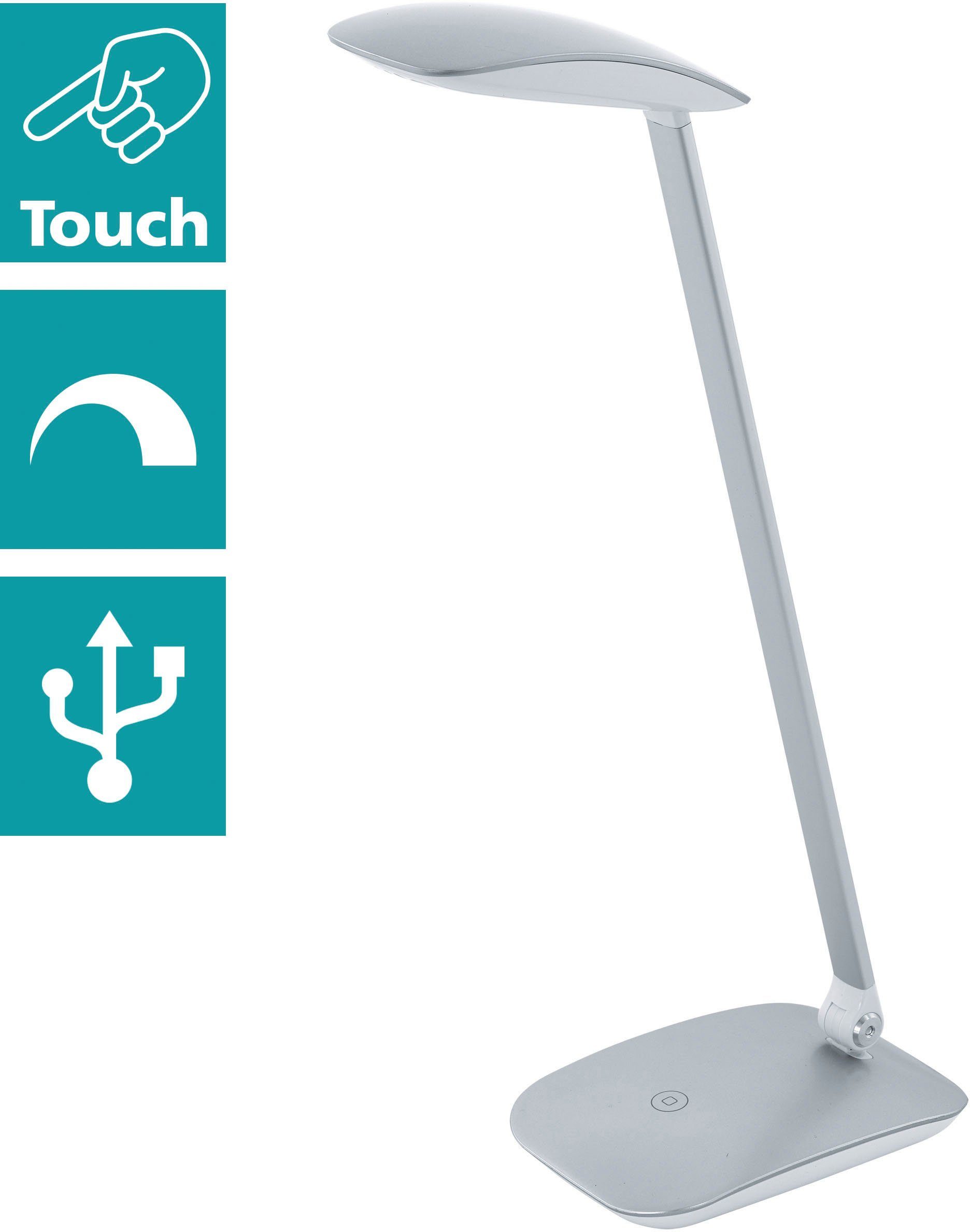 EGLO Tischleuchte CAJERO, Dimmfunktion, Farbwechsel, Smart Home, mehrere Helligkeitsstufen, LED fest integriert, Neutralweiß, Tischleuchte, L15 x B10 x H50 cm, schwarz, 4,8W inkl.