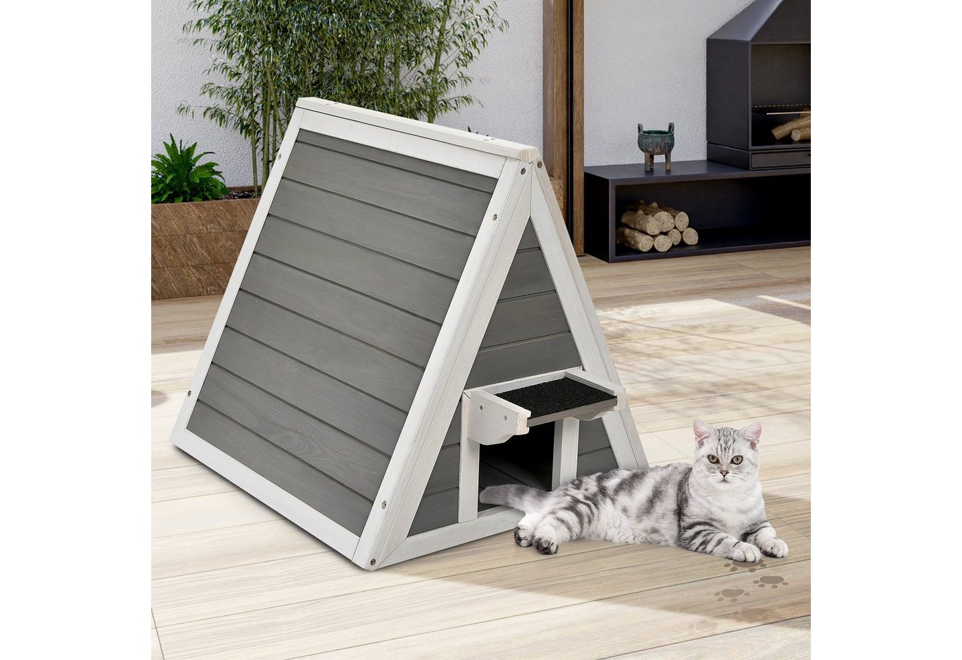 Thumbnail - COSTWAY Tierhaus Katzenhaus, Katzenschrank, holz, bis 20kg, 50x55x52cm