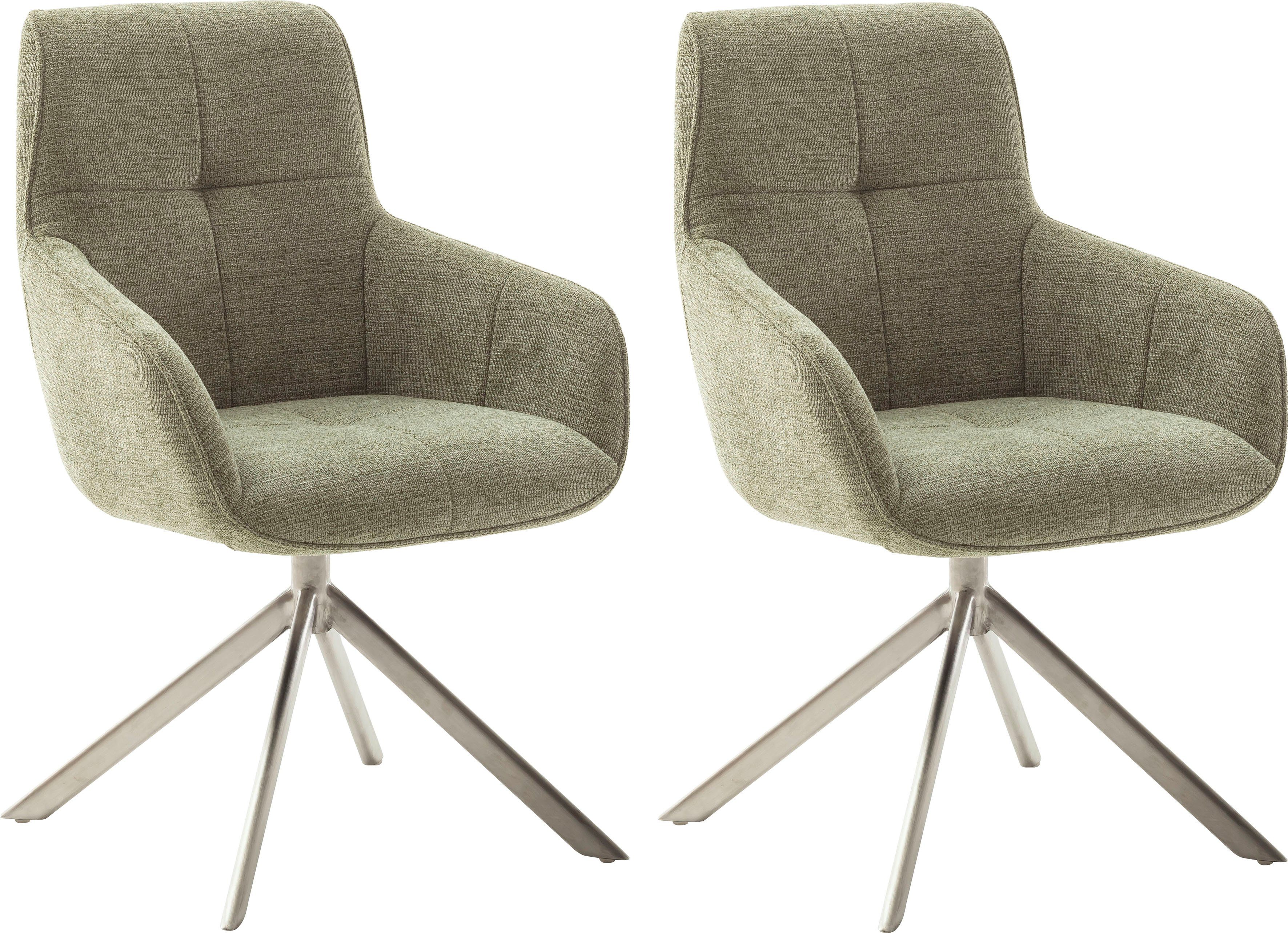 MCA furniture 4-Fußstuhl Xativa (2 St), 180°drehbar mit Nivellierung, Komfortsitzhöhe 49 cm Olive | 4-Fuß-Stühle