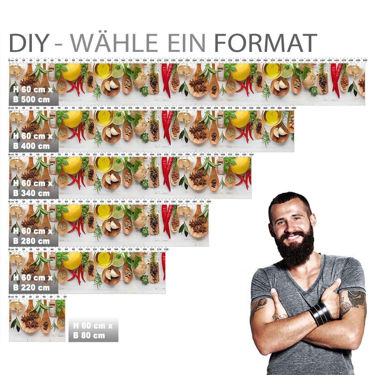 Stickerprofis Küchenrückwand KÜCHENZAUBER (Glasoptik), (Premium), 1,5mm, selbstklebend, hält auf besonders vielen Öberflächen