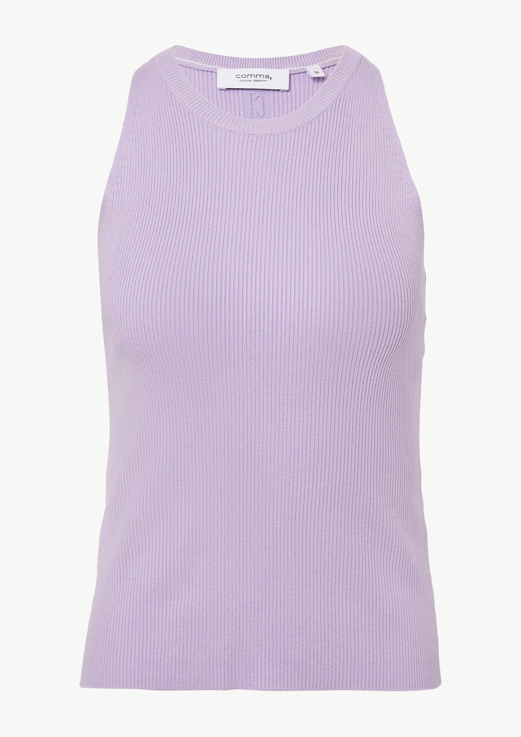 comma Muskelshirt Strickpullunder Geripptes Feinstrickshirt mit amerikanischer Schulter