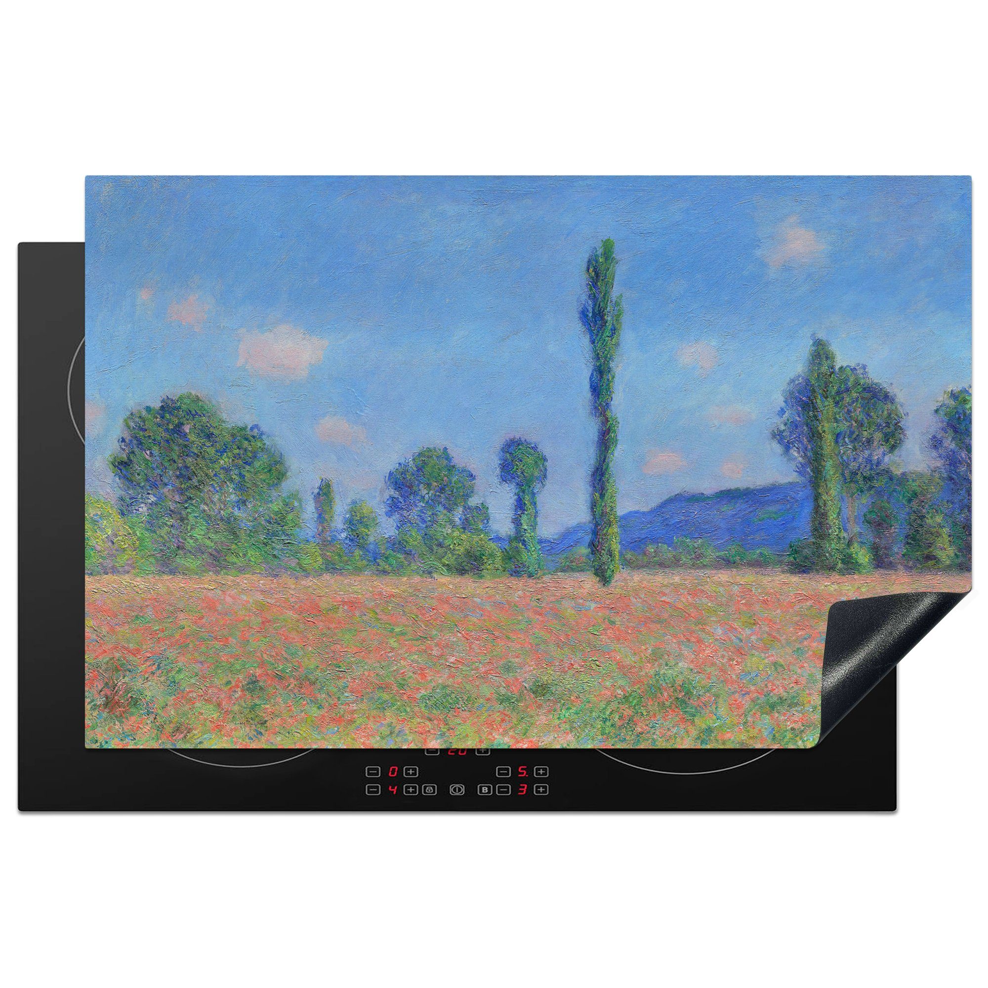 MuchoWow Herdblende-/Abdeckplatte Mohnfeld in Giverny - Gemälde von Claude Monet, Vinyl, (1 tlg), 81x52 cm, Induktionskochfeld Schutz für die küche, Ceranfeldabdeckung