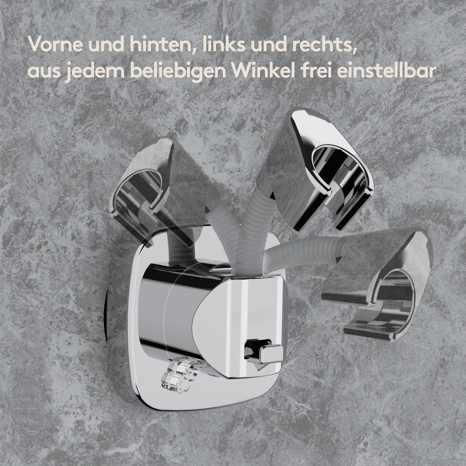 FOUORTUNATE-BEE Brausehalter 360° Drehbar Duschkopfhalterung mit Saugnapf, Sekundenschnelle Montage rutschfeste Rostfreie Duschbrause Halterung – Bild 2 von 5