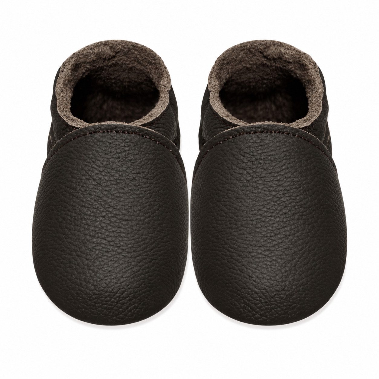 Yalion Leder Lauflernschuhe Hausschuhe Lederpuschen Dunkelbraun Krabbelschuh