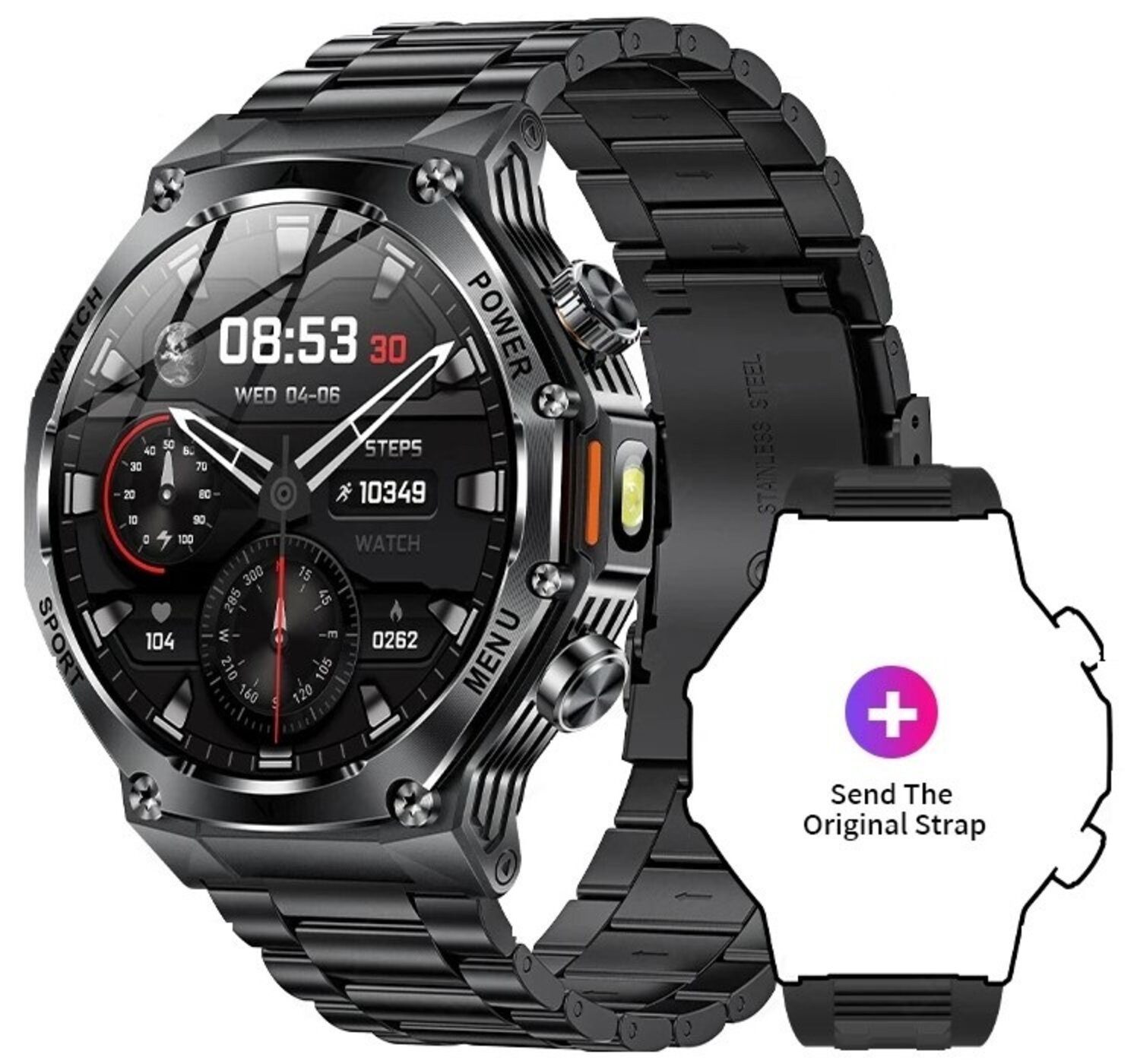 Nagham Ghazal Aswad Smartwatch Outdoor Sport Bluetooth Anruf Lange Batterie 2025 Smartwatch (5cm cm/1.8 Zoll)
