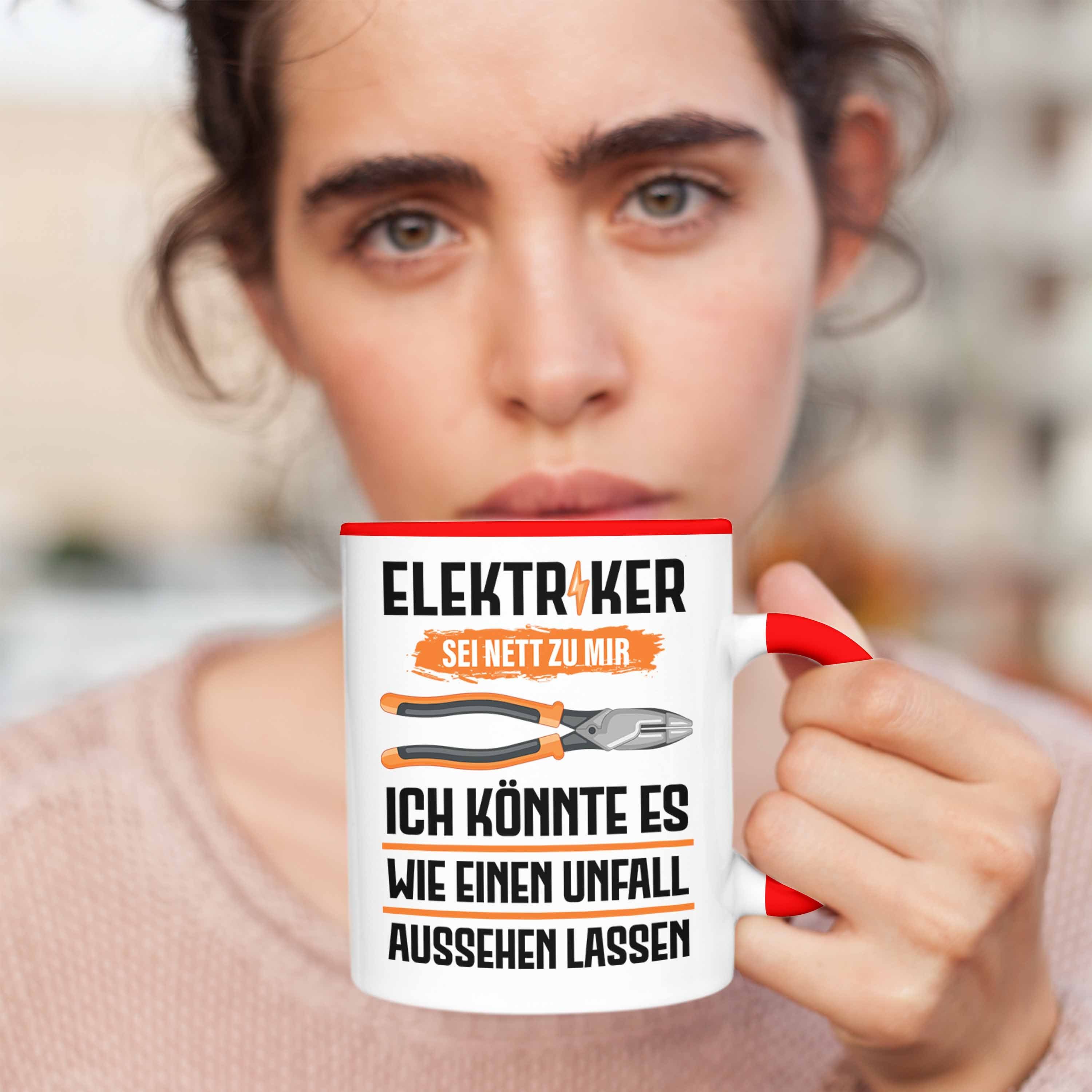 Tasse Elektriker Rot Spruch Geschenke Männer Lustig Gadget Trendation Geschenk Trendation - Tasse Kaffeebecher